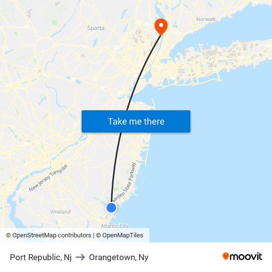 Port Republic, Nj to Orangetown, Ny map