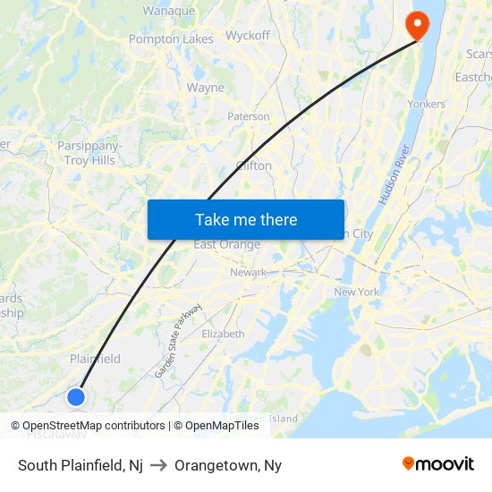 South Plainfield, Nj to Orangetown, Ny map