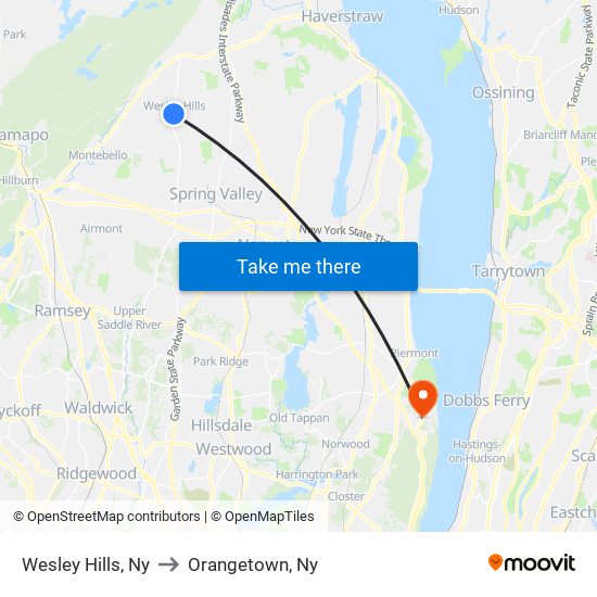 Wesley Hills, Ny to Orangetown, Ny map