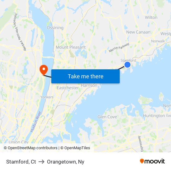 Stamford, Ct to Orangetown, Ny map