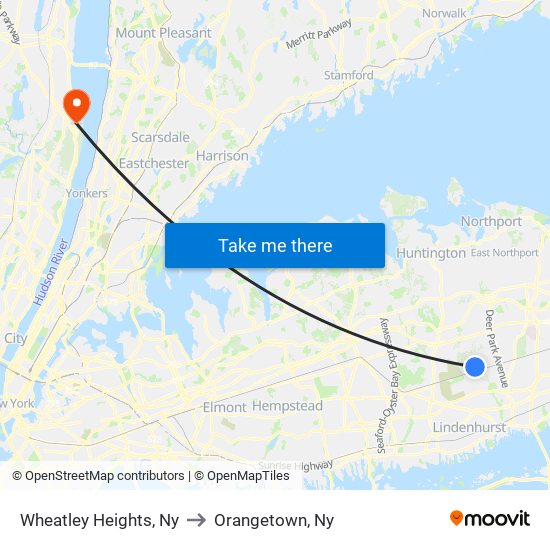 Wheatley Heights, Ny to Orangetown, Ny map