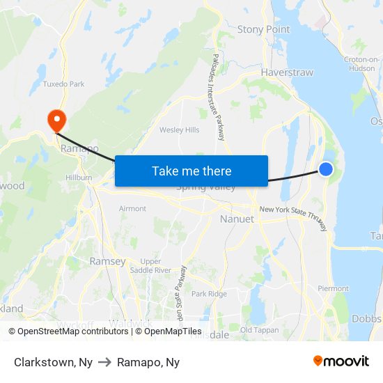 Clarkstown, Ny to Ramapo, Ny map