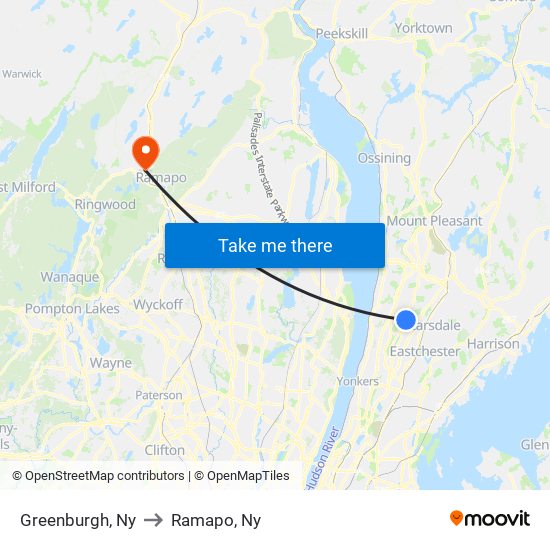 Greenburgh, Ny to Ramapo, Ny map