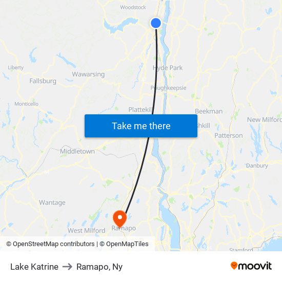 Lake Katrine to Ramapo, Ny map