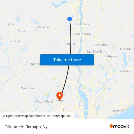 Tillson to Ramapo, Ny map