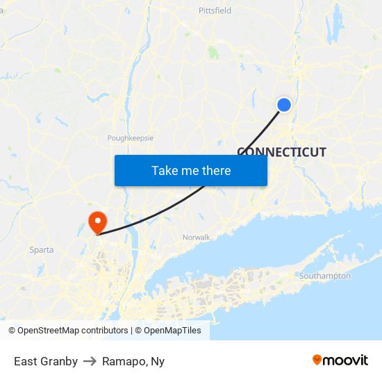 East Granby to Ramapo, Ny map