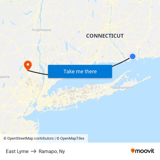 East Lyme to Ramapo, Ny map