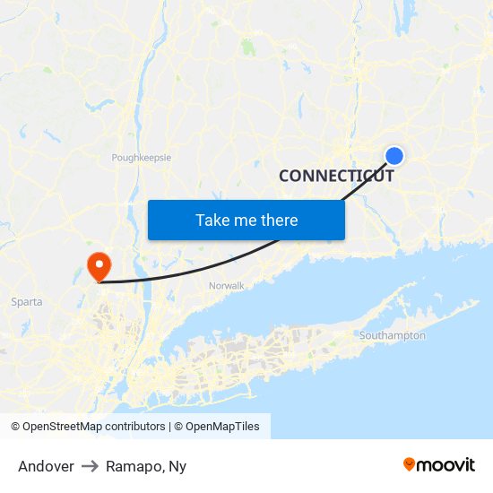 Andover to Ramapo, Ny map