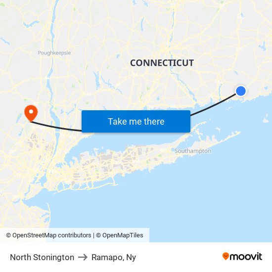 North Stonington to Ramapo, Ny map