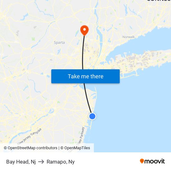 Bay Head, Nj to Ramapo, Ny map