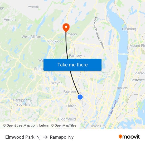 Elmwood Park, Nj to Ramapo, Ny map