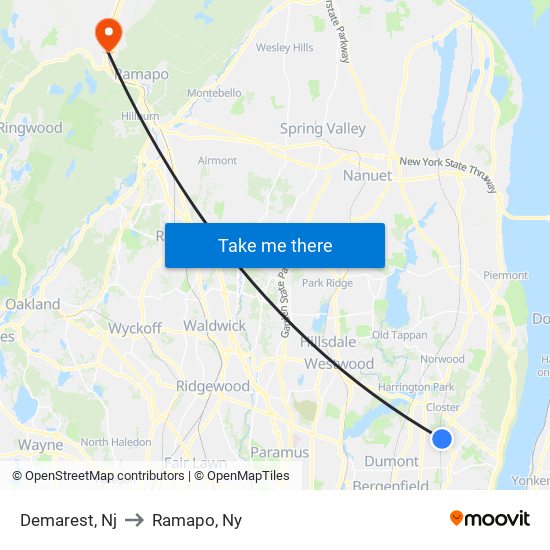 Demarest, Nj to Ramapo, Ny map