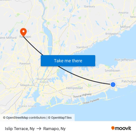 Islip Terrace, Ny to Ramapo, Ny map