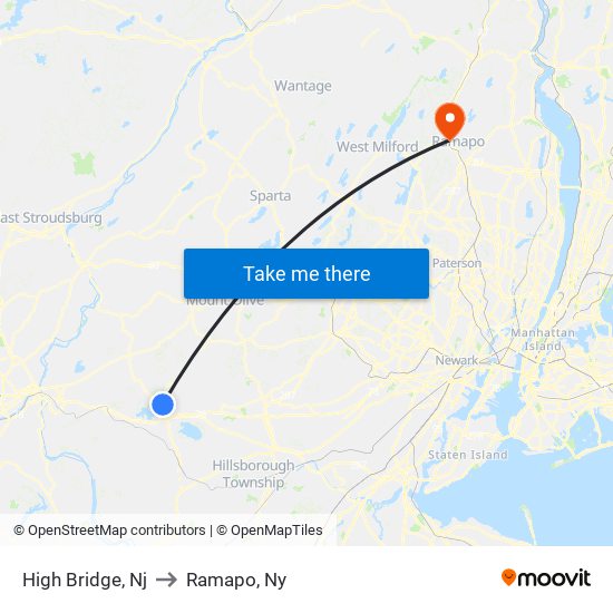 High Bridge, Nj to Ramapo, Ny map