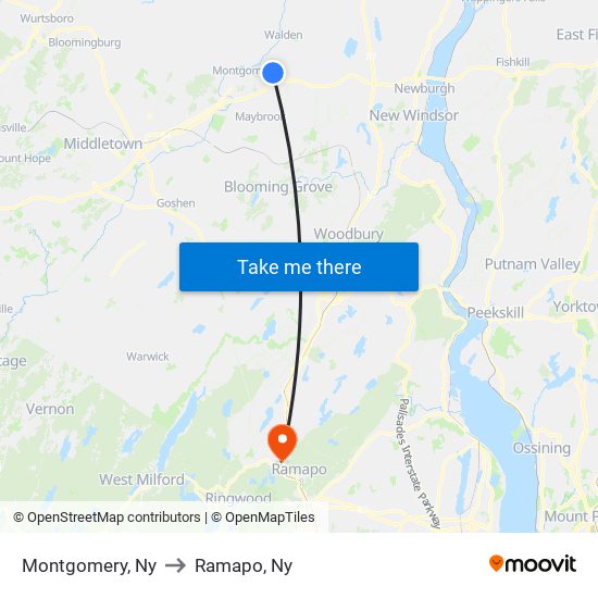 Montgomery, Ny to Ramapo, Ny map