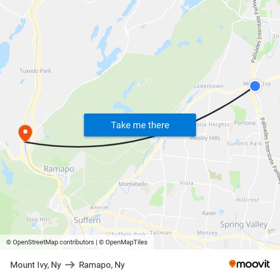 Mount Ivy, Ny to Ramapo, Ny map