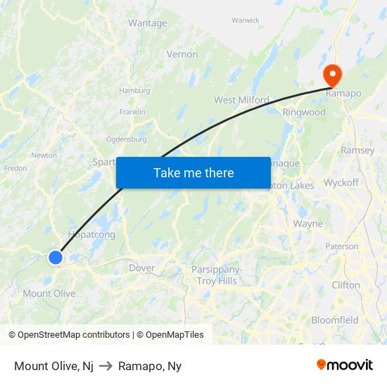 Mount Olive, Nj to Ramapo, Ny map