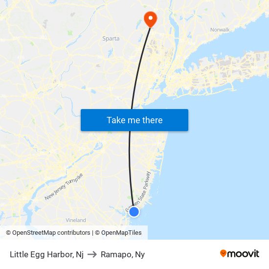 Little Egg Harbor, Nj to Ramapo, Ny map