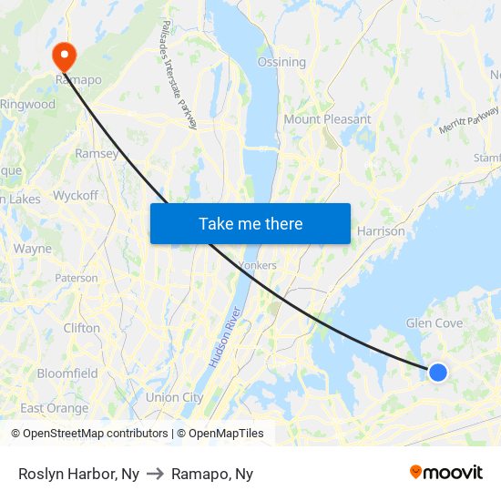 Roslyn Harbor, Ny to Ramapo, Ny map