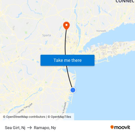 Sea Girt, Nj to Ramapo, Ny map