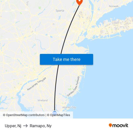 Upper, Nj to Ramapo, Ny map