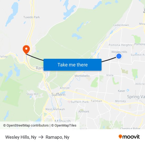 Wesley Hills, Ny to Ramapo, Ny map