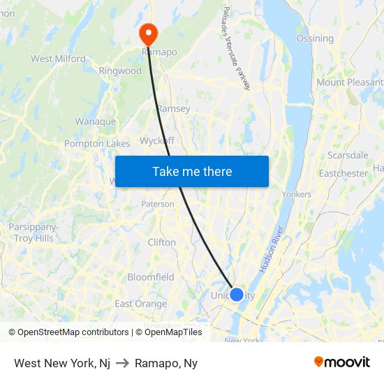 West New York, Nj to Ramapo, Ny map
