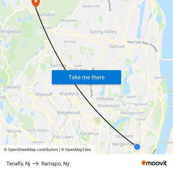 Tenafly, Nj to Ramapo, Ny map