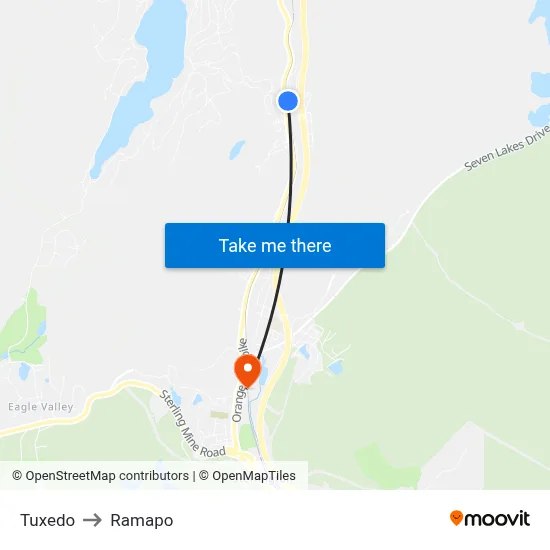 Tuxedo to Ramapo map