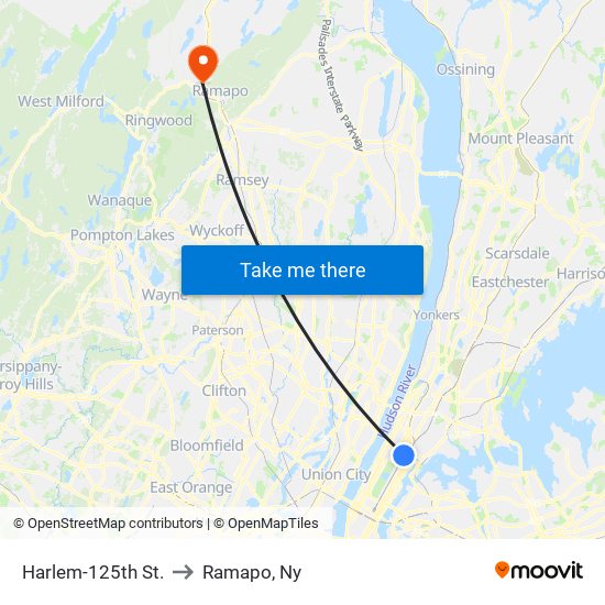 Harlem-125th St. to Ramapo, Ny map