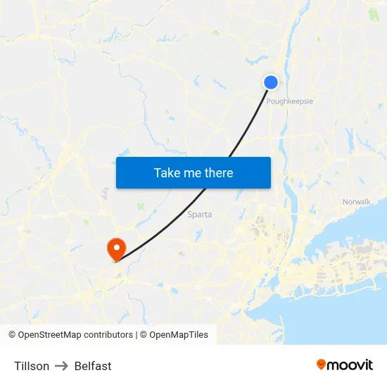 Tillson to Belfast map