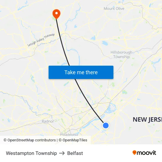 Westampton Township to Belfast map