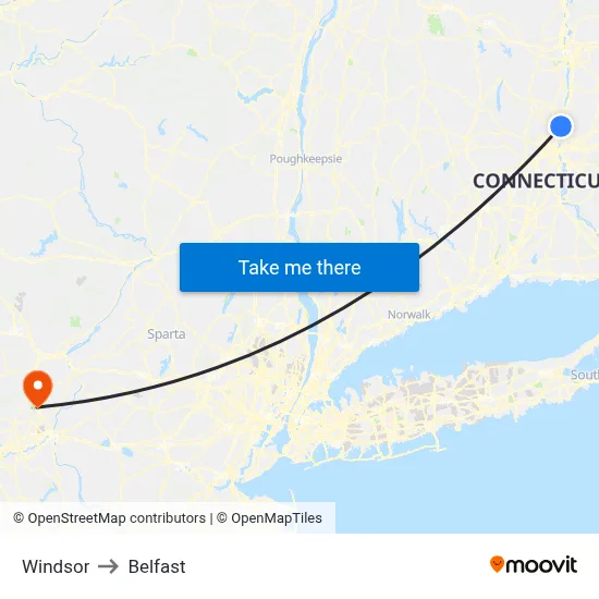 Windsor to Belfast map