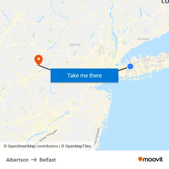 Albertson to Belfast map