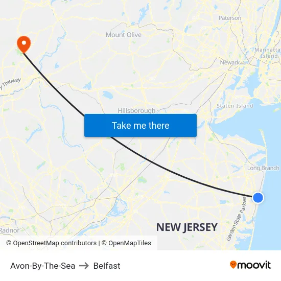 Avon-By-The-Sea to Belfast map