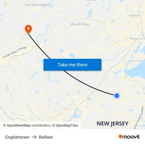 Englishtown to Belfast map