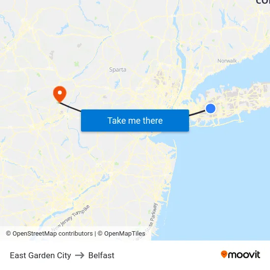 East Garden City to Belfast map