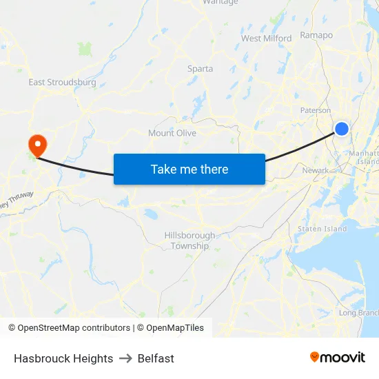 Hasbrouck Heights to Belfast map