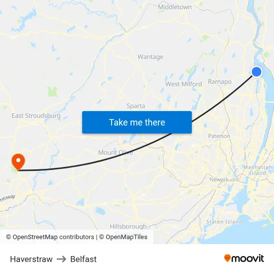 Haverstraw to Belfast map