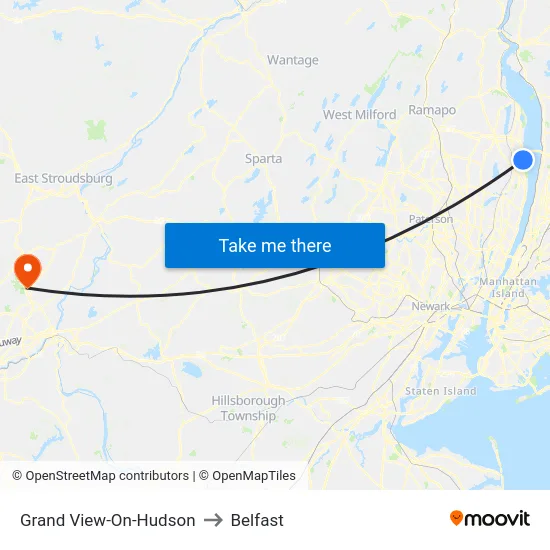 Grand View-On-Hudson to Belfast map
