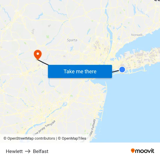 Hewlett to Belfast map