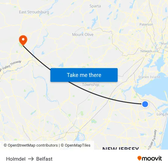 Holmdel to Belfast map