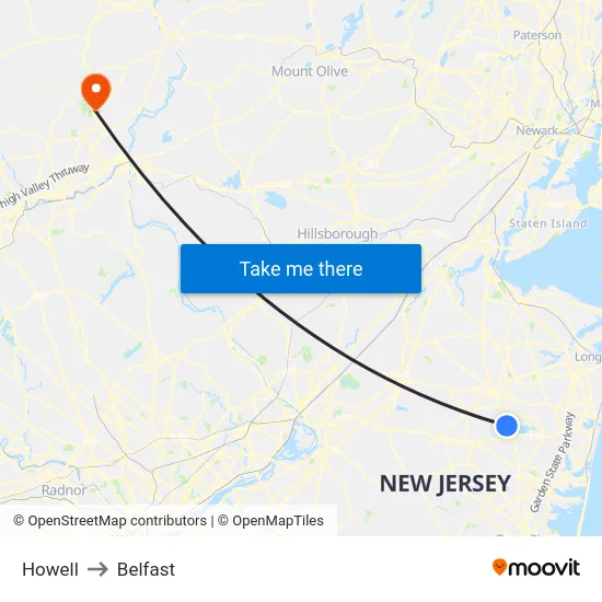 Howell to Belfast map