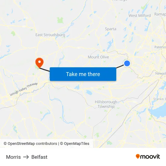 Morris to Belfast map