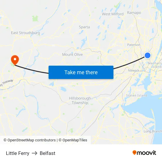 Little Ferry to Belfast map