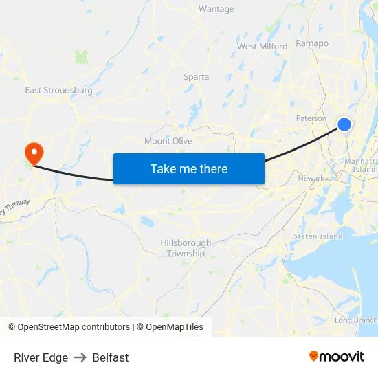 River Edge to Belfast map