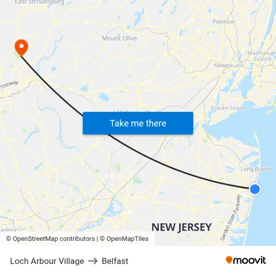 Loch Arbour Village to Belfast map