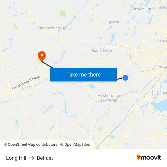 Long Hill to Belfast map