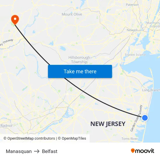 Manasquan to Belfast map