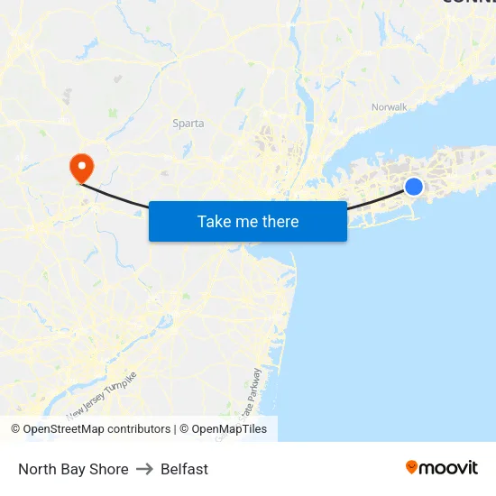 North Bay Shore to Belfast map